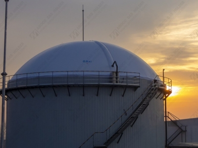 河南平頂山養(yǎng)殖場(chǎng)雙膜沼氣氣柜安裝完成