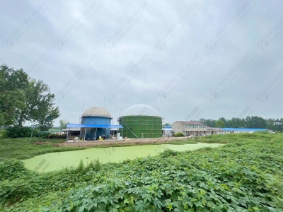 江蘇省宿遷市奶牛養(yǎng)殖場(chǎng)雙膜氣柜安裝完成